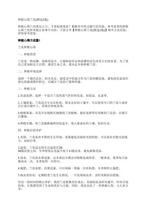 种植心得兰花(精选5篇)