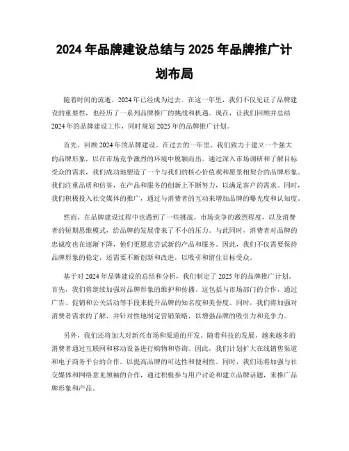 2024年品牌建设总结与2025年品牌推广计划布局