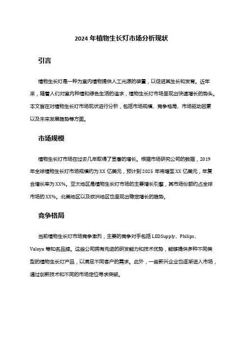 2024年植物生长灯市场分析现状