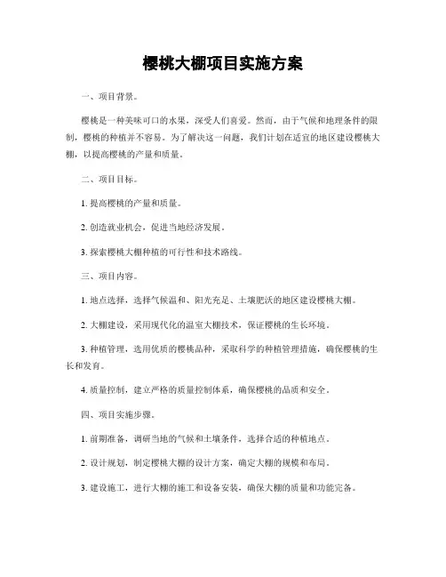 樱桃大棚项目实施方案