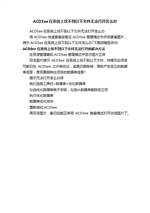 ACDSee在系统上找不到以下文件无法打开怎么办