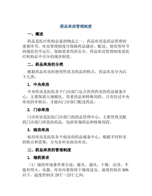 药品库房管理制度