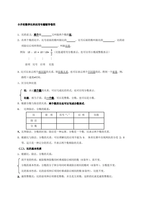 小升初比和比例专题训练卷