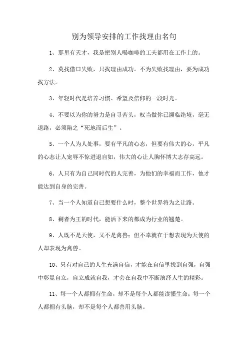 别为领导安排的工作找理由名句