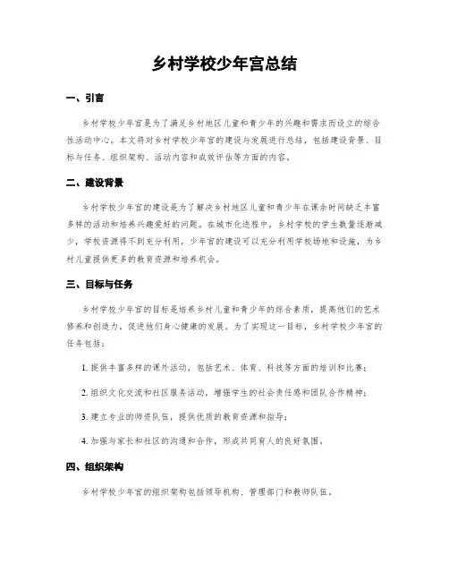 乡村学校少年宫总结