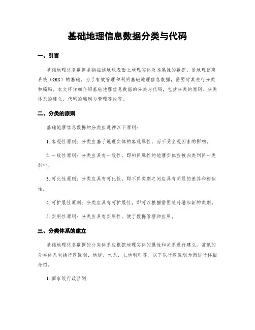 基础地理信息数据分类与代码
