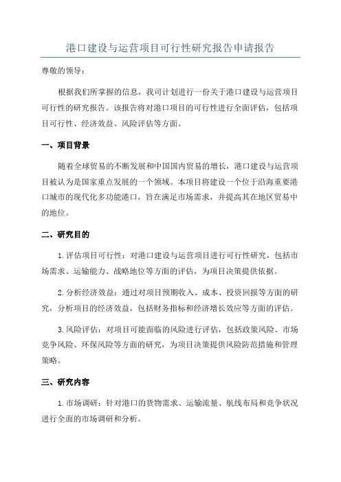 港口建设与运营项目可行性研究报告申请报告