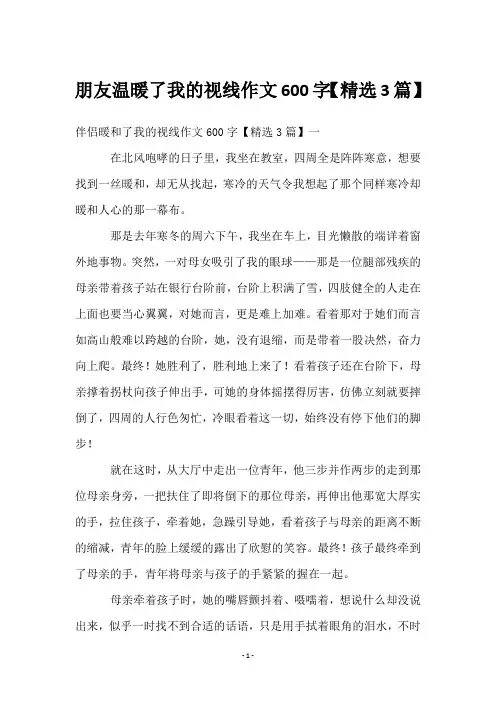 朋友温暖了我的视线作文600字【3篇】