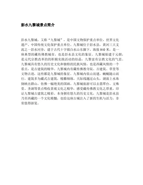 彭水九黎城景点简介