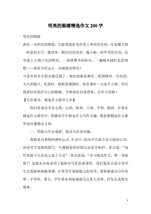 明亮的眼睛精选作文200字