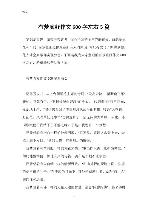 有梦真好作文600字左右5篇