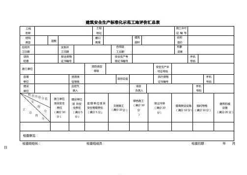 安全生产标准化示范工地评价表