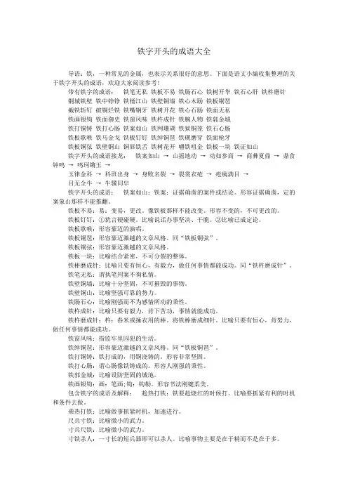 铁字开头的成语大全