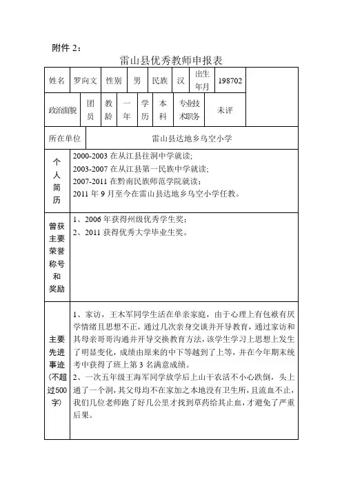 申报表