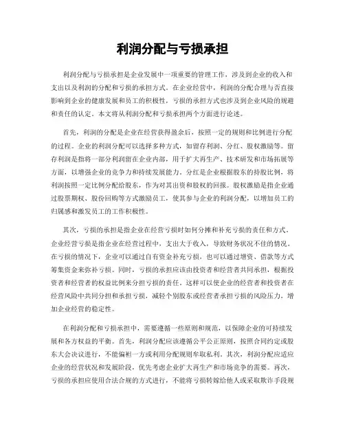 利润分配与亏损承担