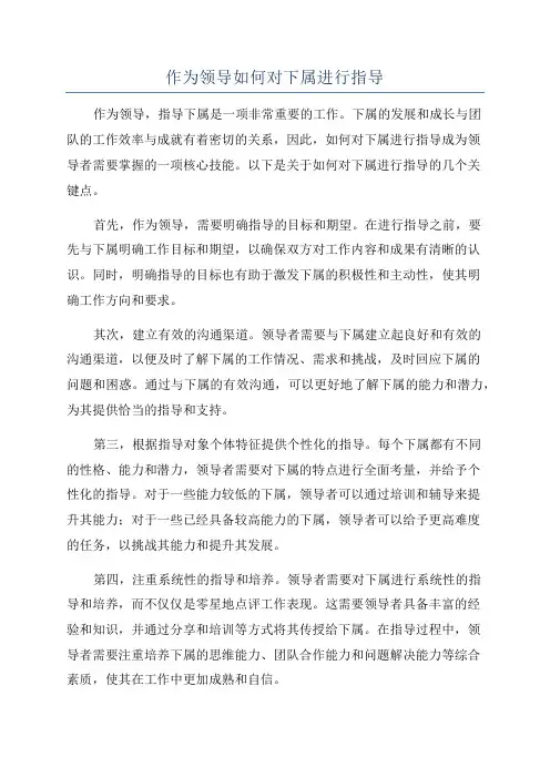 作为领导如何对下属进行指导