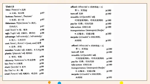 Unit 13单词讲解  22-23学年人教版英语九年级全册