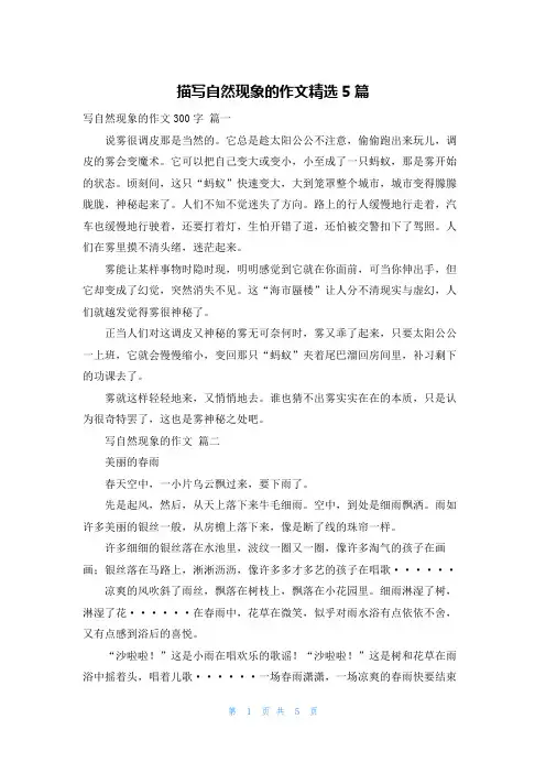 描写自然现象的作文精选5篇
