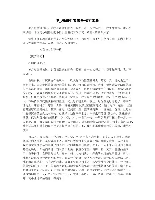 我_株洲中考满分作文赏析