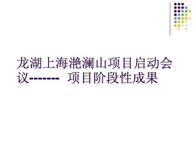 龙湖上海滟教材澜山项目启动会议-----项目阶段性成果