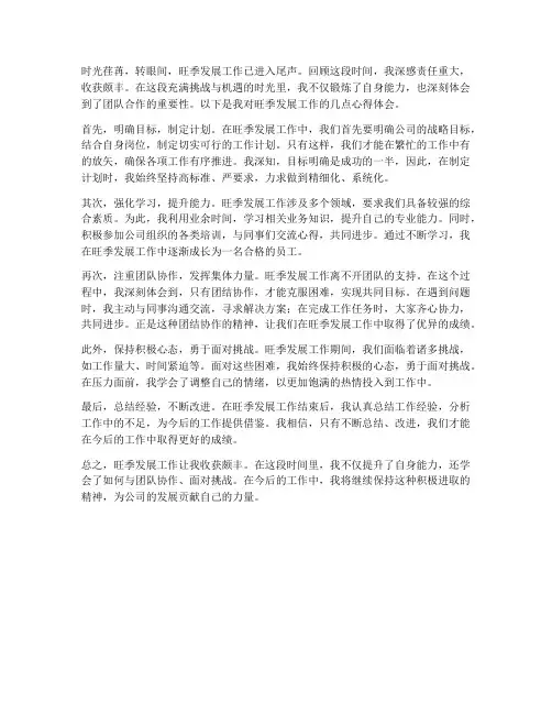 旺季发展工作心得体会