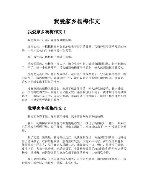 我爱家乡杨梅作文