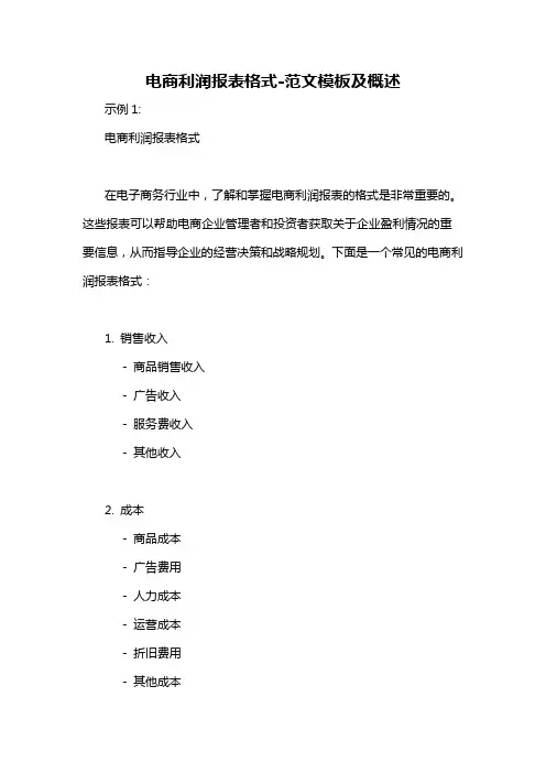 电商利润报表格式-概述说明以及解释