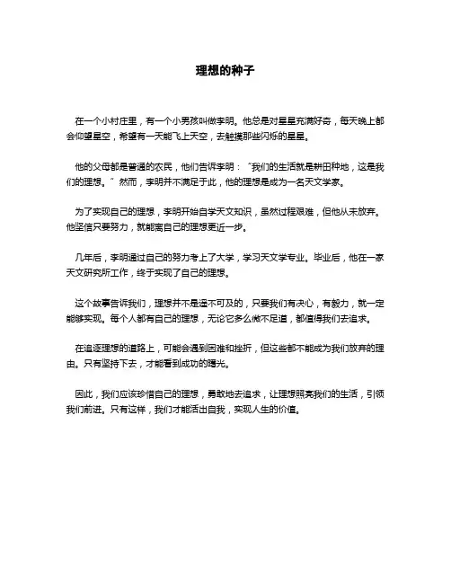 关于理想的小故事简短及感悟