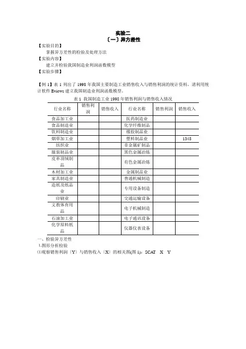 计量经济学实验二