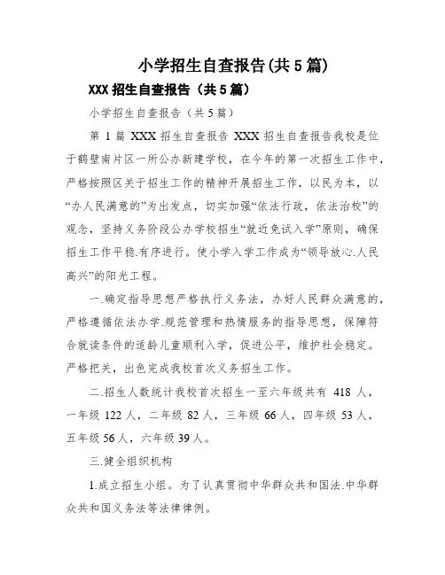 小学招生自查报告(共5篇)