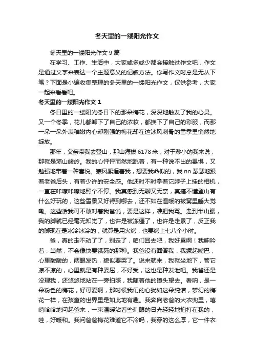 冬天里的一缕阳光作文9篇
