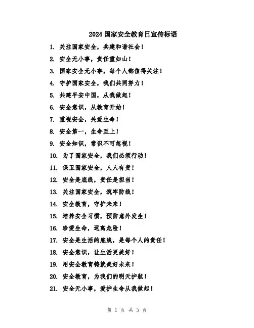 2024国家安全教育日宣传标语