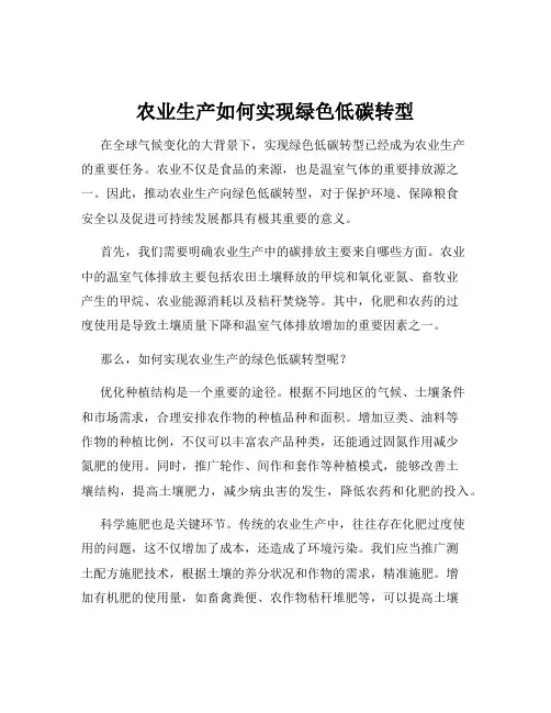 农业生产如何实现绿色低碳转型