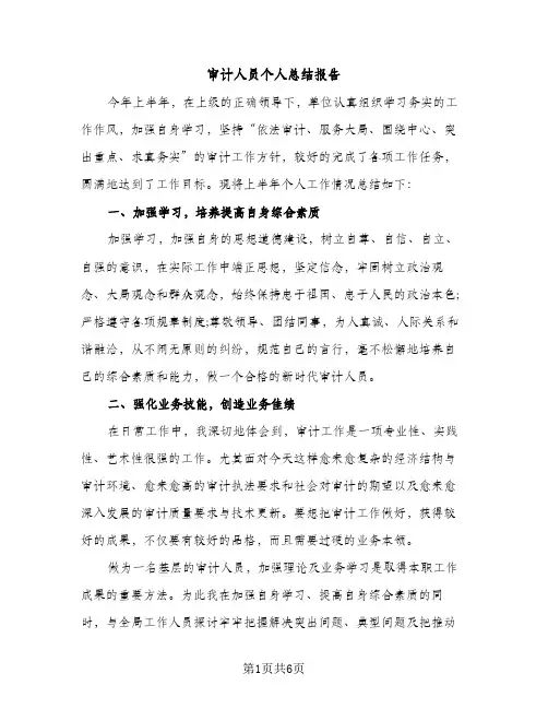审计人员个人总结报告（2篇）