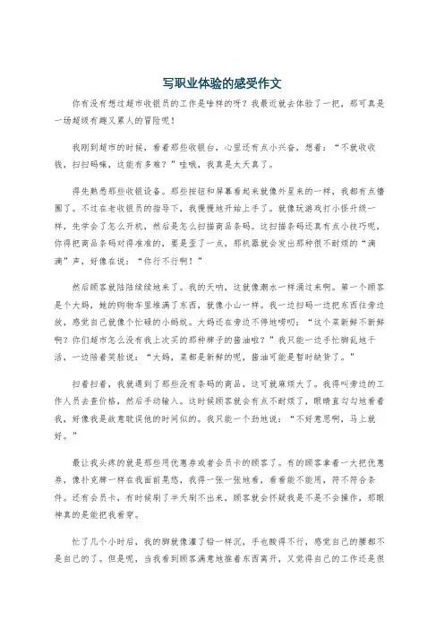 写职业体验的感受作文