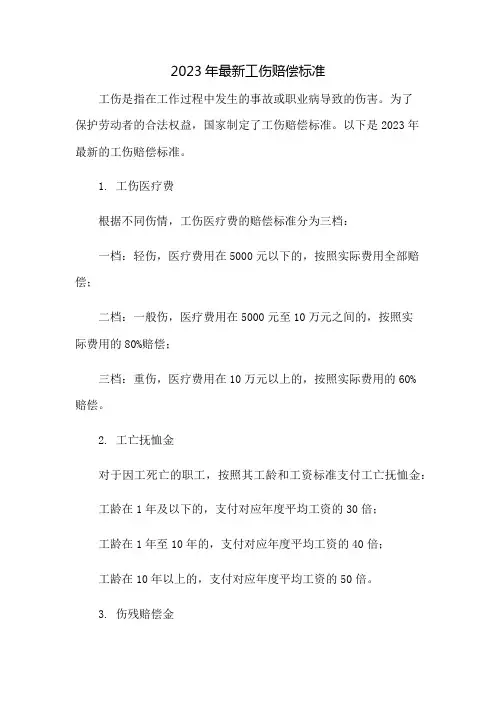 2023年最新工伤赔偿标准