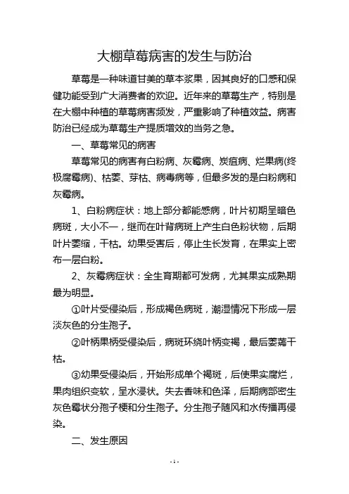 大棚草莓病害的发生与防治