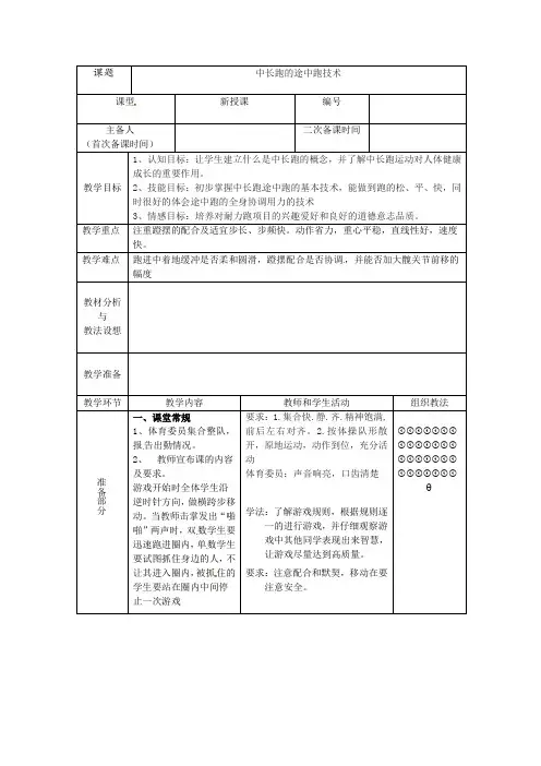 中长跑的途中跑技术