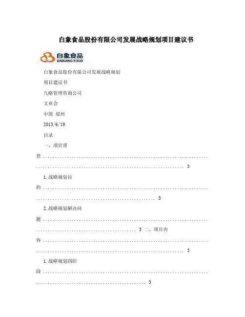白象食品股份有限公司发展战略规划项目建议书