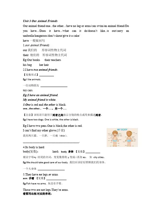 Unit3Ouranimalfriends(知识清单)译林版英语五年级上册