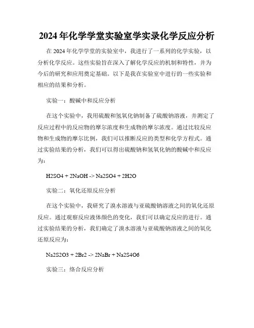 2024年化学学堂实验室学实录化学反应分析