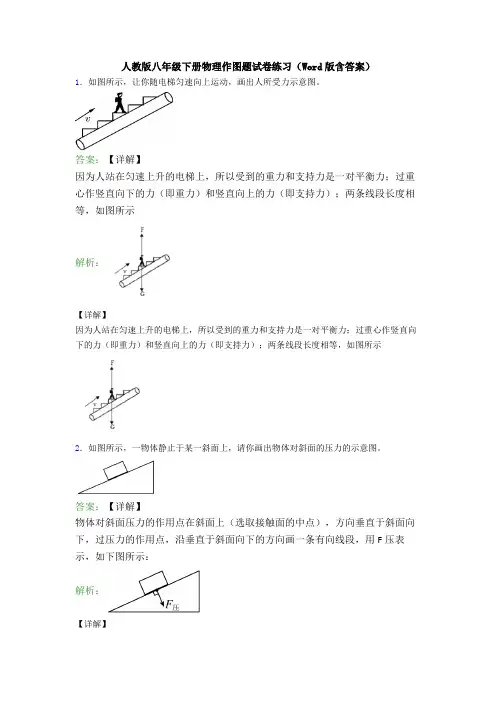 人教版八年级下册物理作图题试卷练习(Word版含答案)