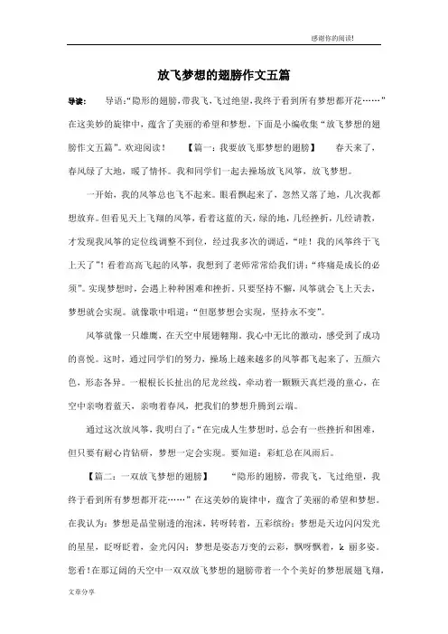 放飞梦想的翅膀作文五篇