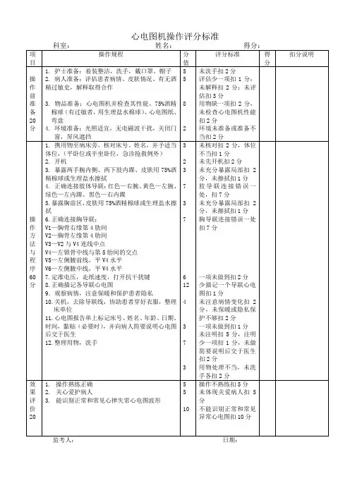 心电图机操作评分标准