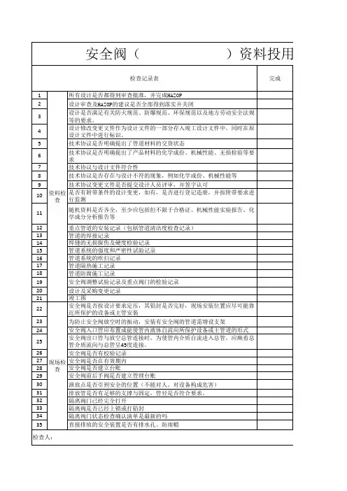 安全阀检查表0330
