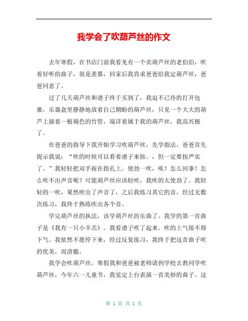 我学会了吹葫芦丝的作文