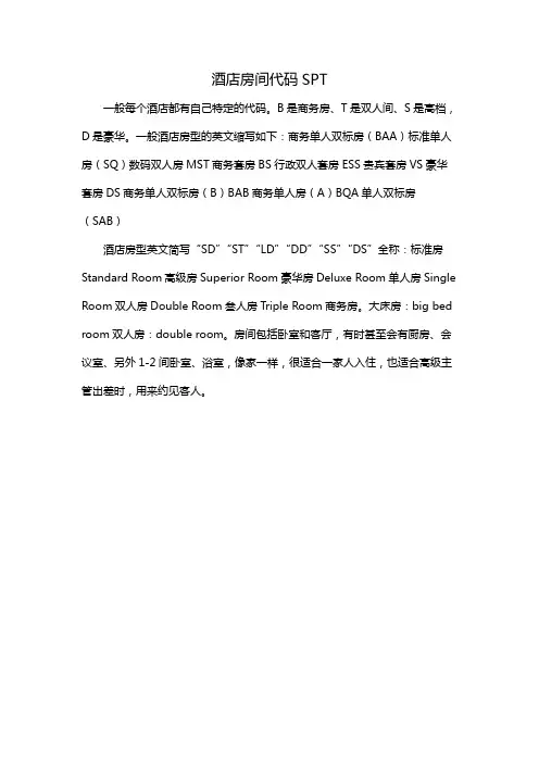 酒店房间代码SPT