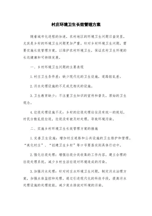 村庄环境卫生长效管理方案