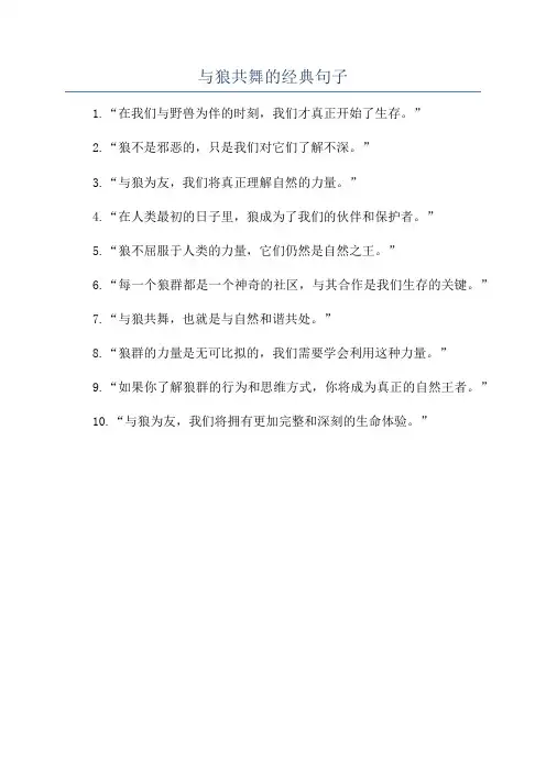 与狼共舞的经典句子
