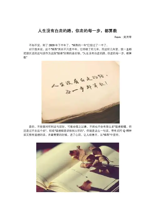 人生没有白走的路,你走的每一步,都算数
